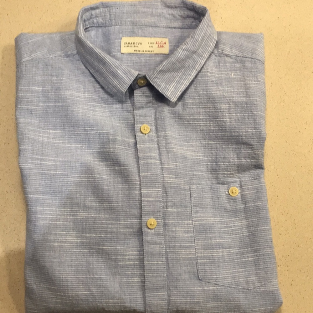 Zara boys blue cotton shirt
